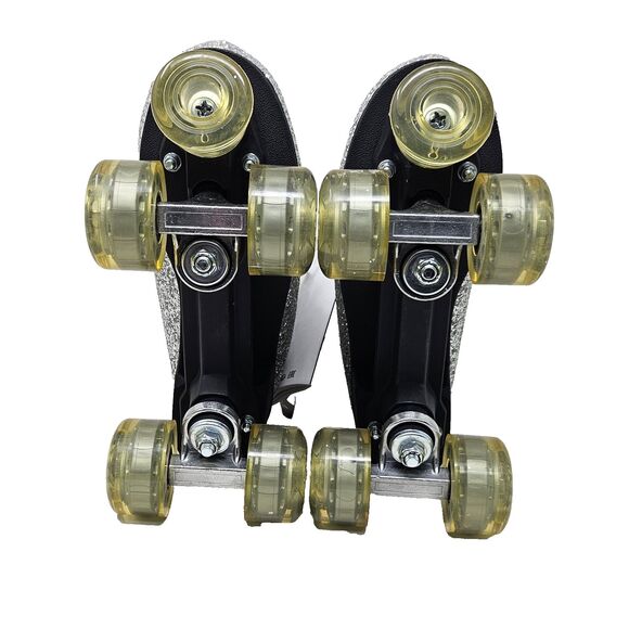 ZARA Rhinestone Roller Skates Limited Edition Four Wheels Sz 7.5 Silver Sparkle - Picture 10 of 11